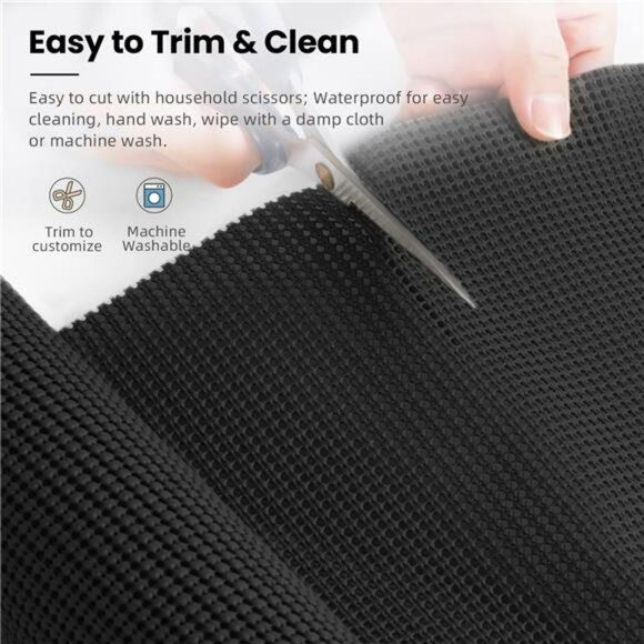 Black Non Slip Shelf Liner 12x10ft Kitchen Cabinet Drawer Liner Waterproof Durab - Picture 4 of 7
